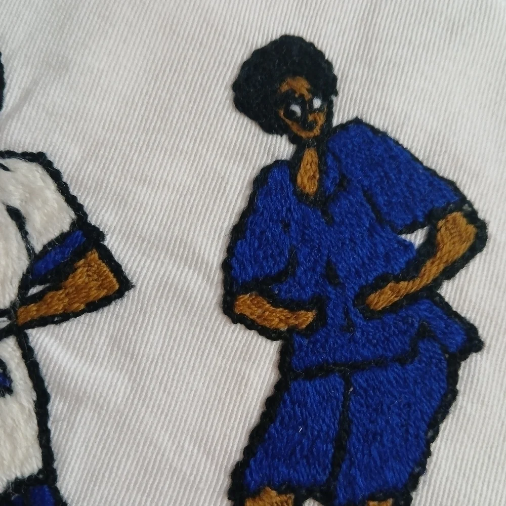 Vintage Handmade Napkin Set of 3 Native Folk Art - Embroidered Cotton Fabric